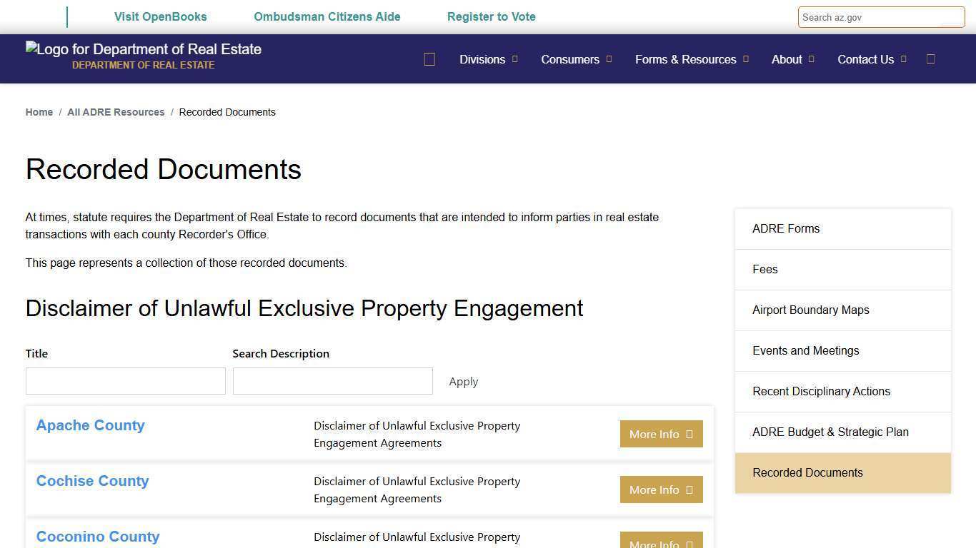 Recorded Documents | Department of Real Estate